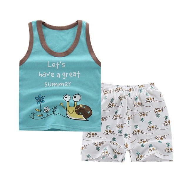 Summer Kids Clothes Children Clothing Baby Boy Set Toddler Baby Girls Clothing Set Cotton Cartoon T-shirts+Shorts for 1 2 3 4Y