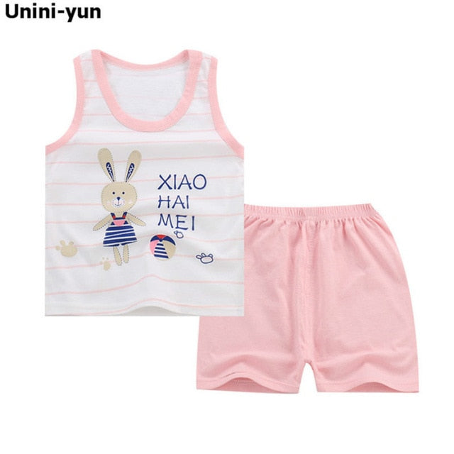 Summer Kids Clothes Children Clothing Baby Boy Set Toddler Baby Girls Clothing Set Cotton Cartoon T-shirts+Shorts for 1 2 3 4Y